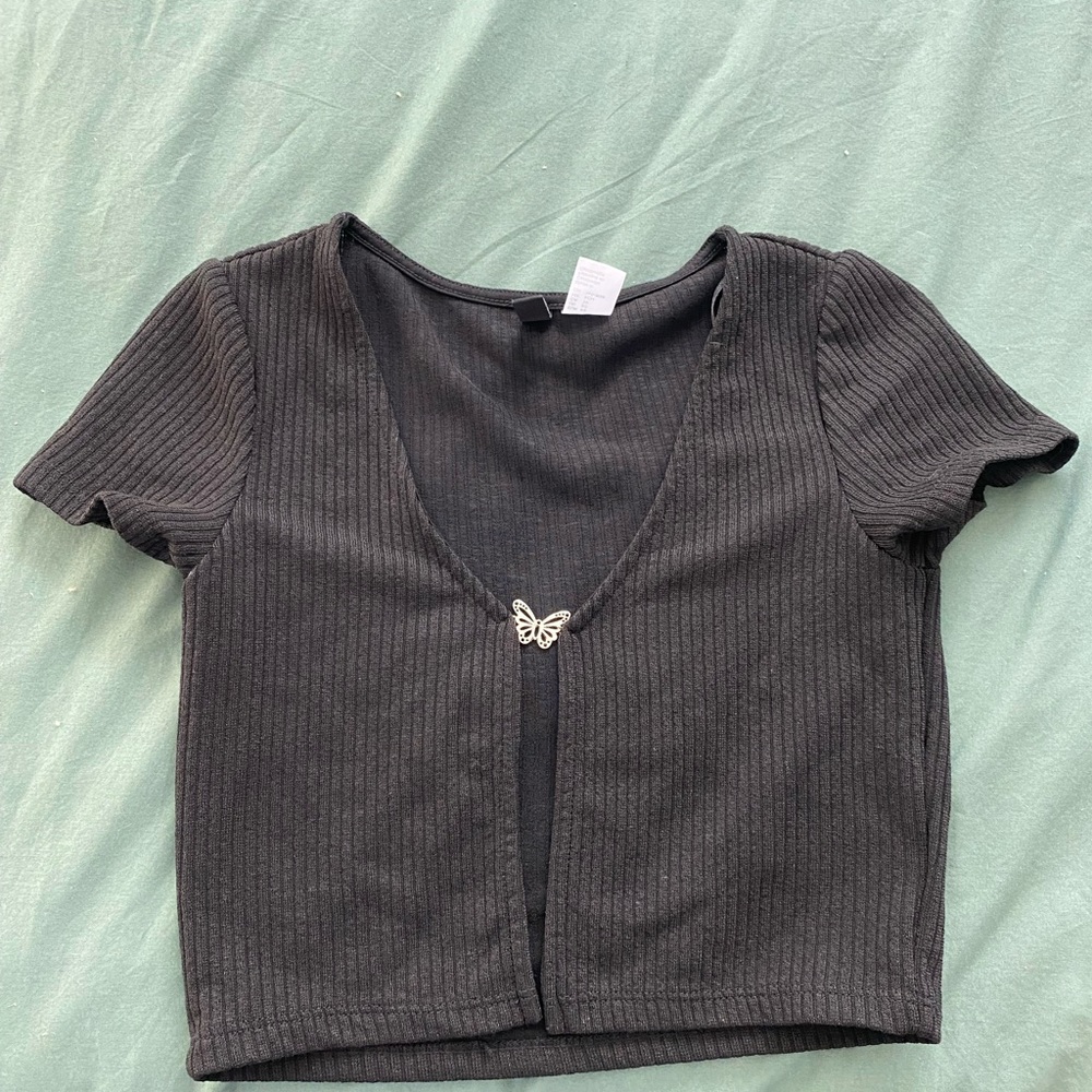 Black butterfly top